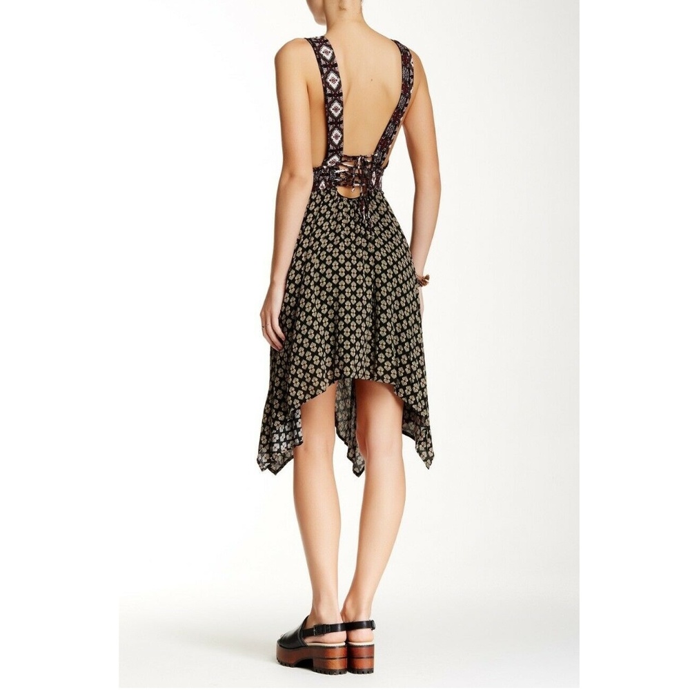 Back Lace-Up Printed Dress Festival Hippie Floral